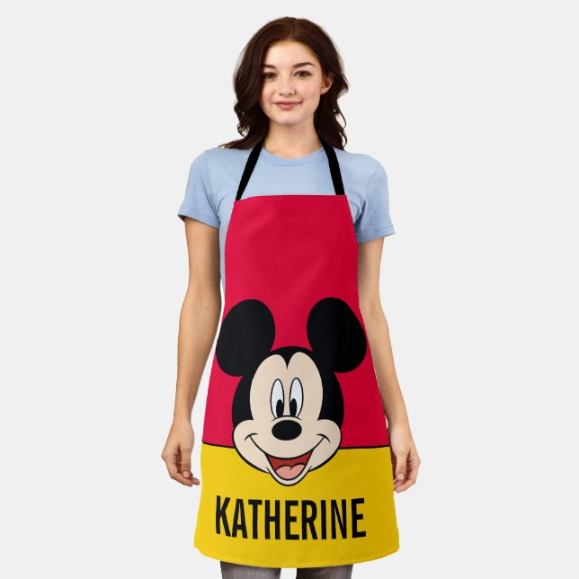 Modern Mickey | Smiling Head Personalized Apron (Worn)