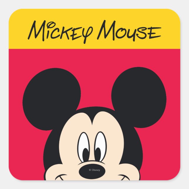 Modern Mickey | Smiling Head Square Sticker (Front)