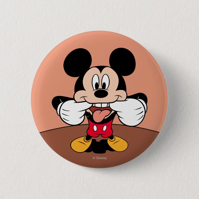 Modern Mickey | Sticking Out Tongue 2 Inch Round Button (Front)