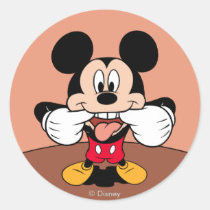 Modern Mickey   Sticking Out Tongue Classic Round Sticker