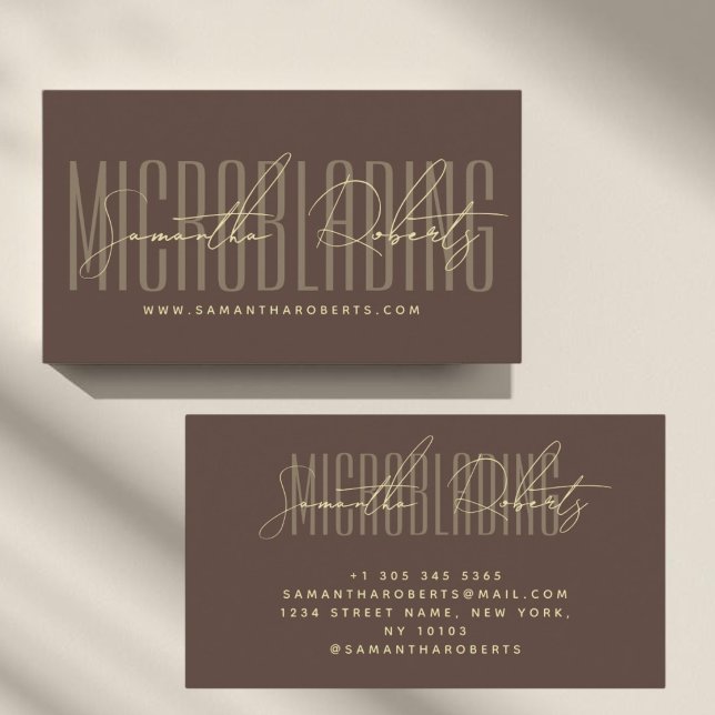 Modern microblading typography script brown business card (Creator Uploaded)