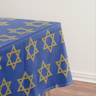 Modern Mid Blue   Chanukah   STAR OF DAVID Tablecloth