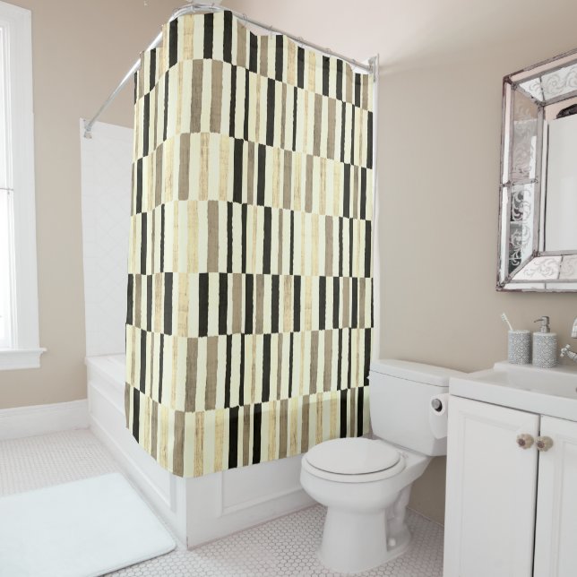 Modern Mid Century Abstract  Beige Stripe Pattern (In Situ)