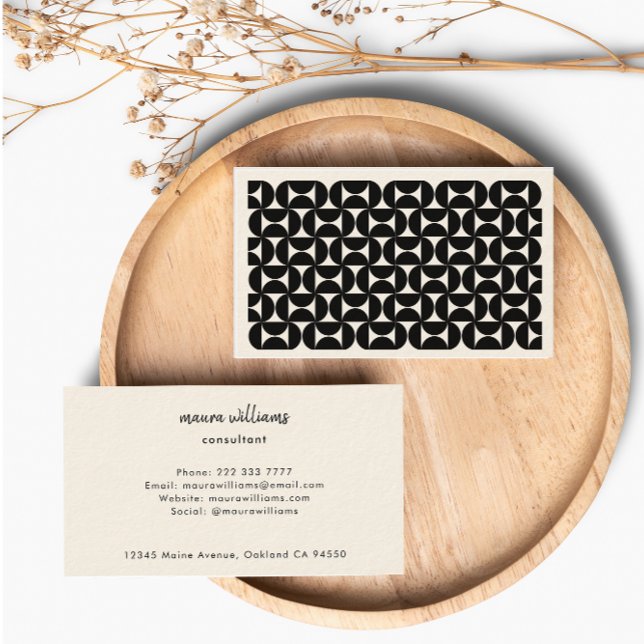 Modern Mid Century Abstract Black Shapes Business Card (Creator Uploaded)