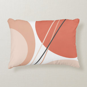 Modern Mid Century Abstract Geo Pastel Terracotta Accent Pillow