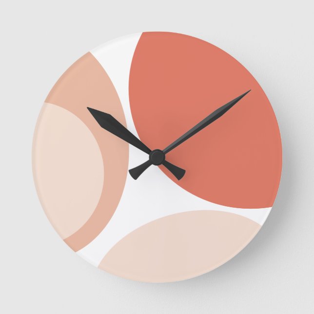 Modern Mid Century Abstract Geo Pastel Terracotta  Round Clock (Front)
