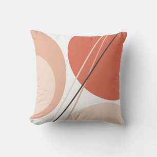 Modern Mid Century Abstract Geo Pastel Terracotta Throw Pillow