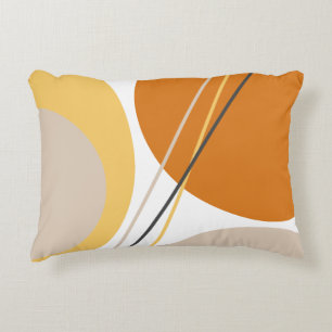 Modern Mid Century Abstract Mustard Rust Brown Accent Pillow