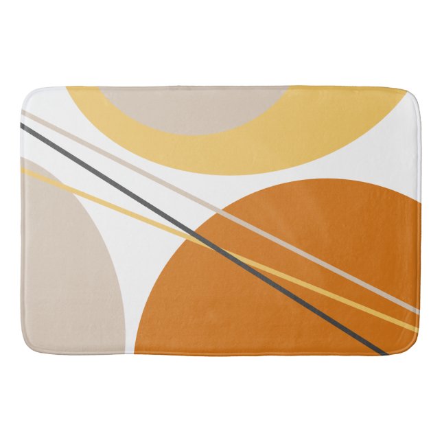 Modern Mid Century Abstract Mustard Rust Brown  Bath Mat (Front)