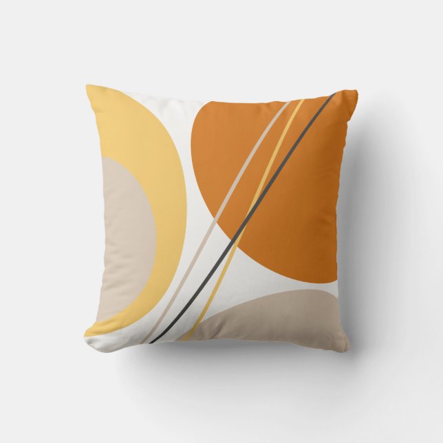 Modern Mid Century Abstract Mustard Rust Brown Throw Pillow (Front)