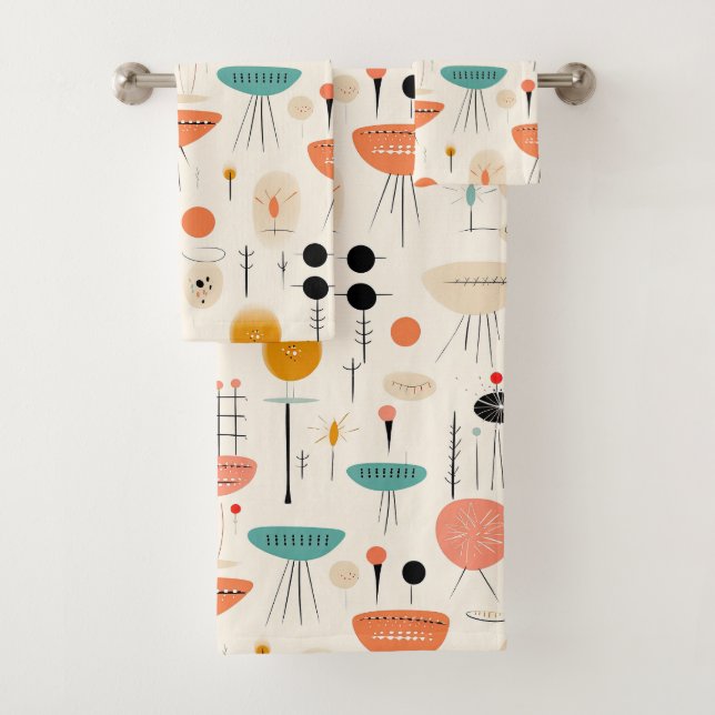 Modern Mid Century Bath Towel Set (Insitu)
