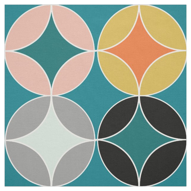 Modern Mid Century Big Circles Repeat Patterned Fa Fabric (Swatch)