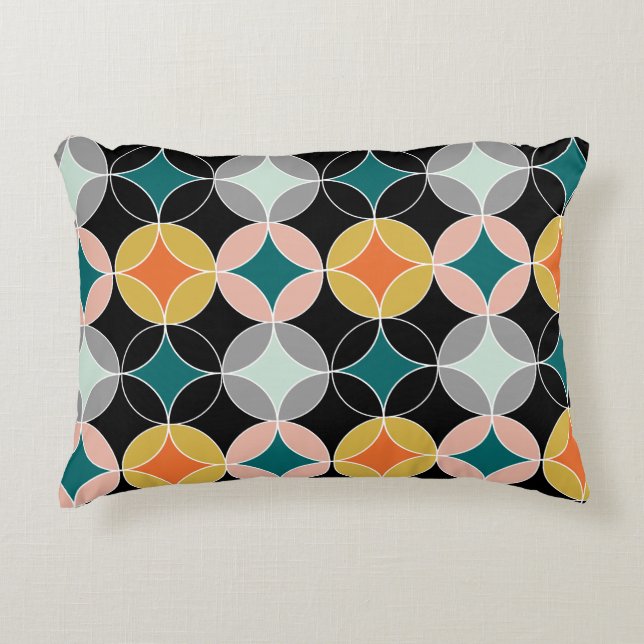 Modern Mid Century Circles Geometric Pattern Decorative Pillow (Front)