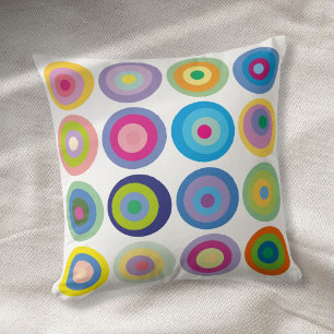 Modern Mid Century Circles Pattern Colourful Throw Pillow