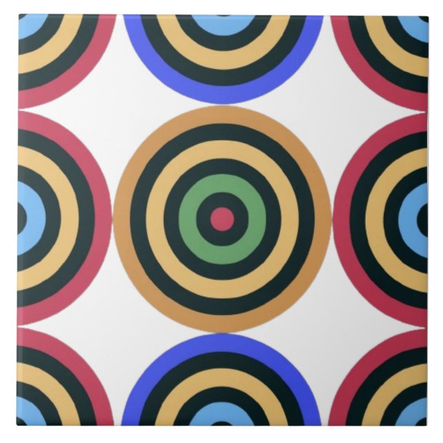 Modern Mid Century Colourful Geometric pattern Tile (Front)
