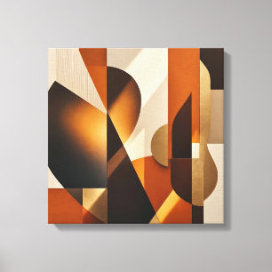 Modern Mid Century Cubist Terracotta and Gold Foil Canvas Print