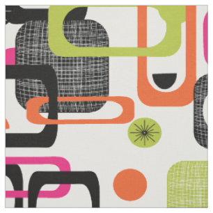 Modern Mid Century Funky Geometric Pattern Fabric