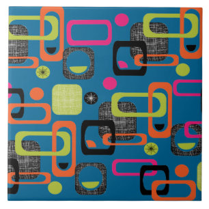 Modern Mid Century Funky Geometric Pattern Tile