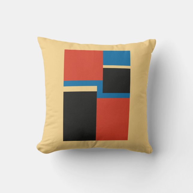 Modern Mid Century Geometric Colour Block Square Throw Pillow (Front)
