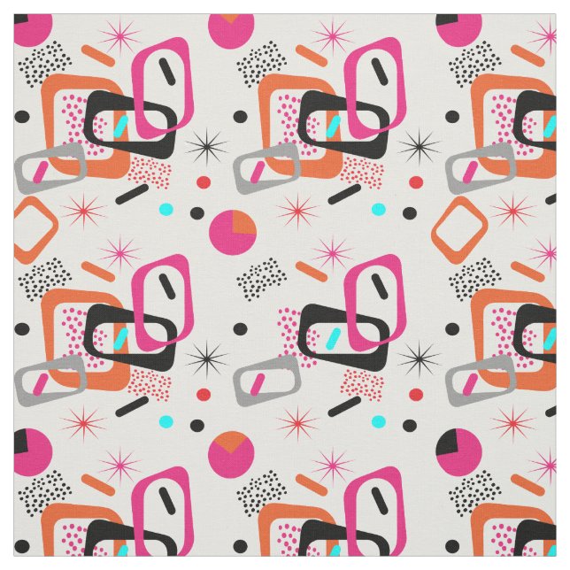 Modern Mid Century Geometric Patterned Fabric (Swatch)