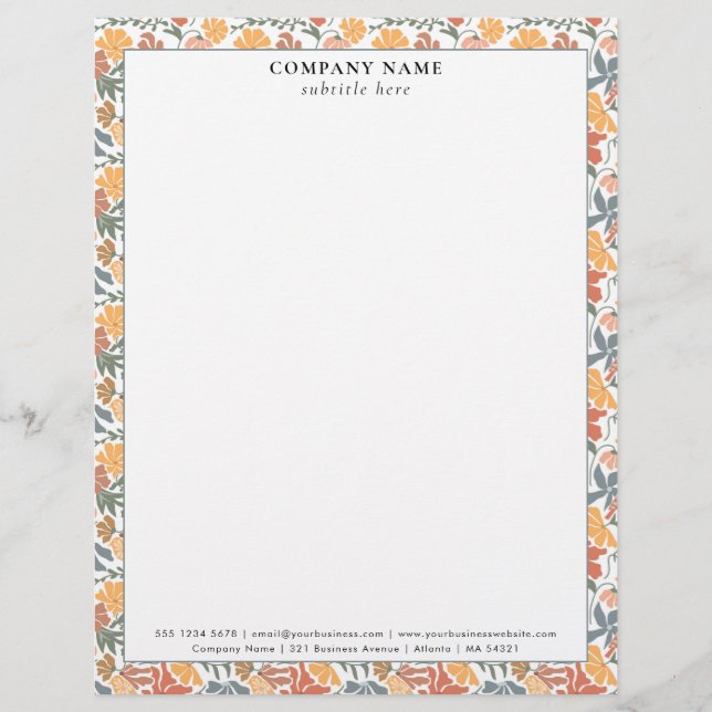 Modern Mid Century Pattern Company Name Details Letterhead (Front)