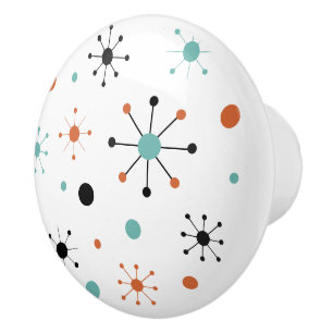 Modern Mid Century Retro Atomic Abstract Ceramic Knob