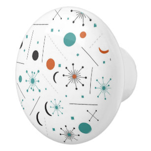 Modern Mid Century Retro Atomic Abstract Ceramic Knob