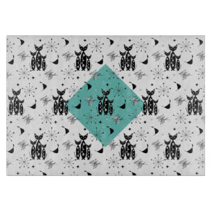 Modern Mid Century Retro Cats Cute Pattern Cutting Board