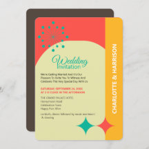 Modern Mid Century Retro Wedding Invitation