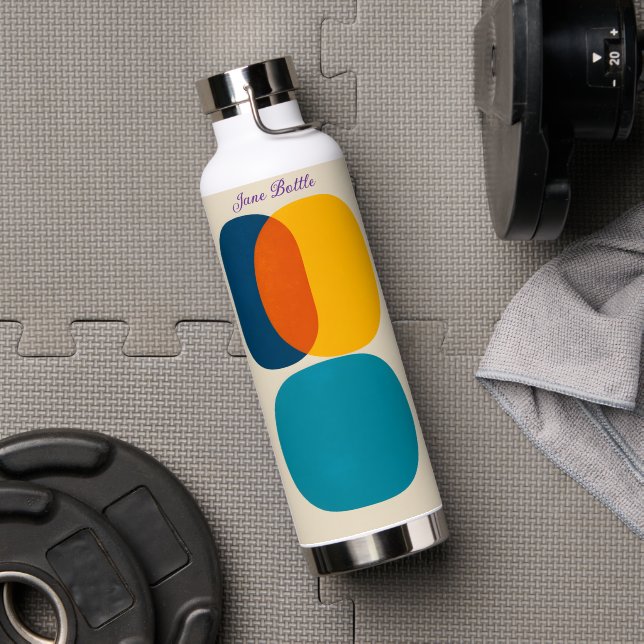 Modern Mid-Century Shapes - Personalized Name Water Bottle (Gym (Rotated))