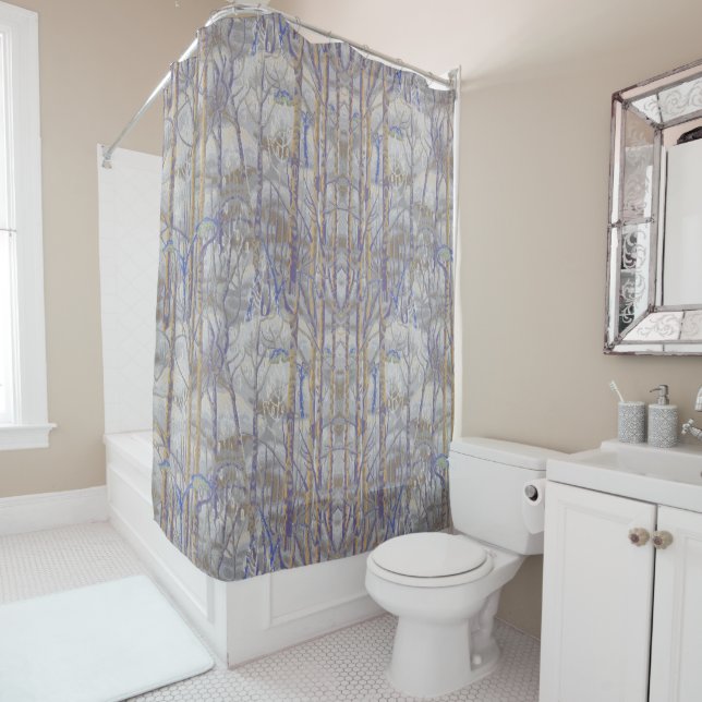 Modern Mid-Century Style Birch Forest Pattern (In Situ)