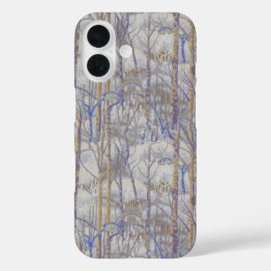 Modern Mid-Century Style Birch Forest Pattern iPhone 16 Case