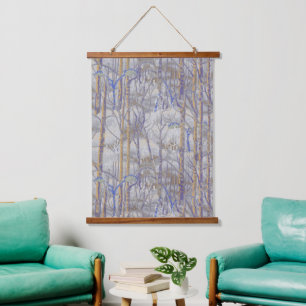 Modern Mid-Century Style Birch Forest Pattern Hanging Tapestry