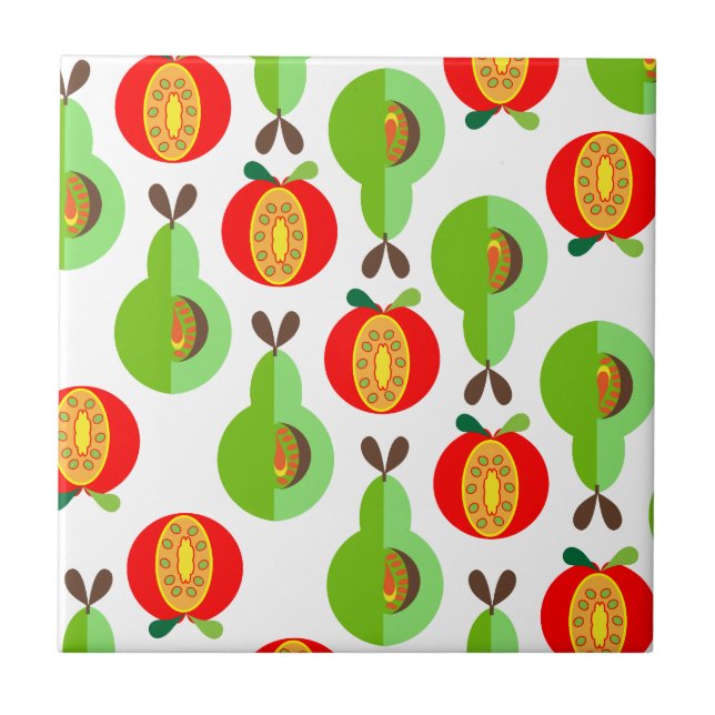 Modern Mid Century Style Fruit Design Tile (Front)