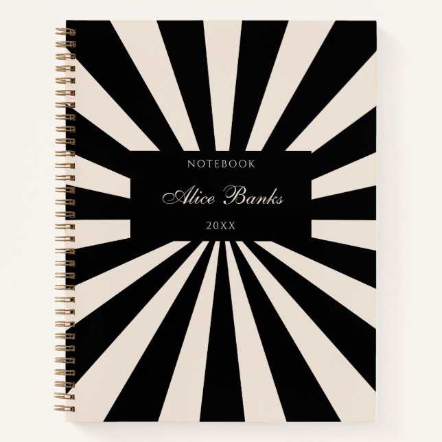 Modern Mid Sunrise & Script Monogram Notebook (Front)
