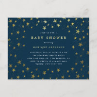 Modern Midnight Blue & Gold Stars Baby Shower
