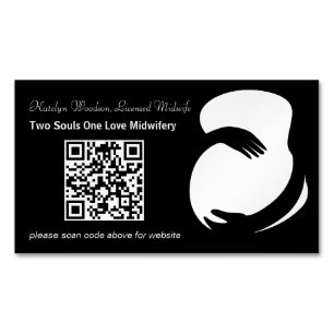 Modern Midwife Doula Maternity Black QR Code Magnetic Business Card