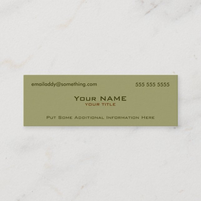 Modern Military Green Mini Business Card (Front)