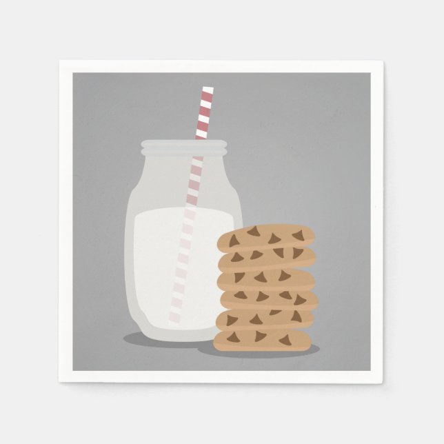 Modern Milk and Cookies Paper Plates Napkin (Front)