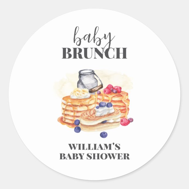Modern Milk Berry Pancake Brunch Baby Shower Classic Round Sticker (Front)