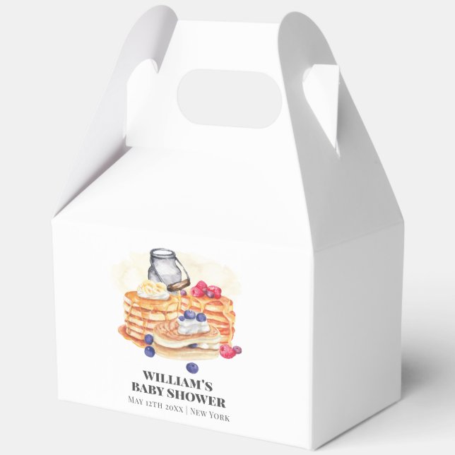 Modern Milk Berry Pancake Brunch Baby Shower Favor Box (Back)
