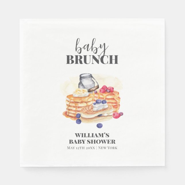 Modern Milk Berry Pancake Brunch Baby Shower Napkin (Front)