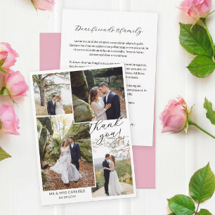 Modern Minial 4 Photo Collage Wedding Thank You Card