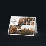 Modern minimal 11 photo botanical family holiday card<br><div class="desc">Merry Christmas. Modern minimal multi photo watercolor foliage script holiday card. Hand painted eucalyptus,  minimal foliage and modern rustic rattan wreath give this holiday card a luxurious feel. In classy sage green,  black,  green,  browns and greys. Year in review 11 photo design.</div>