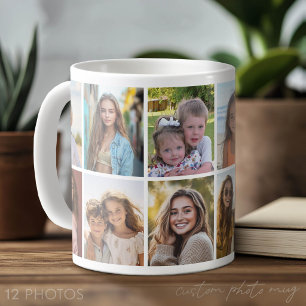 Modern, Minimal 12 Photo Collage white background Coffee Mug
