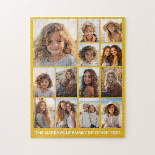 Modern Minimal 13 Photo Collage - Yellow Jigsaw Puzzle