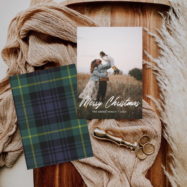 Modern Minimal 1 Photo Christmas Flat Holiday Card (Creator Uploaded)