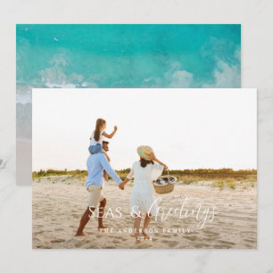 Modern minimal 1 photo Christmas Holiday Card