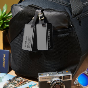 Modern, Minimal 2 Colour Design - Name Black Grey Luggage Tag