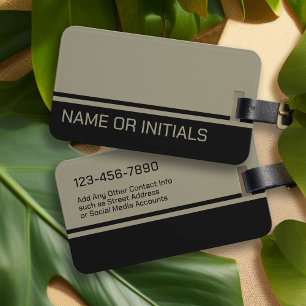 Modern, Minimal 2 Colour Design with Name - Black Luggage Tag